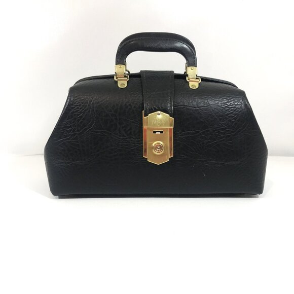Vintage Black Leather Doctor Physician Medical Bag Satchel - Picture 13 of 13